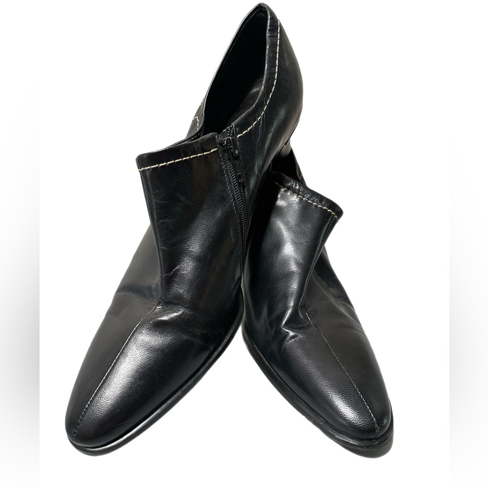 Franco Sarto black leather upper heels, women’s size 8.5 M, well made